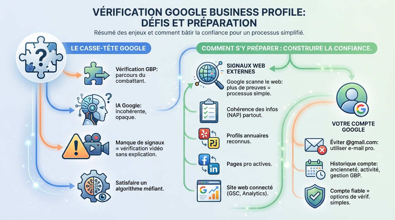 Difficultés de vérification Google Business Profile et préparation