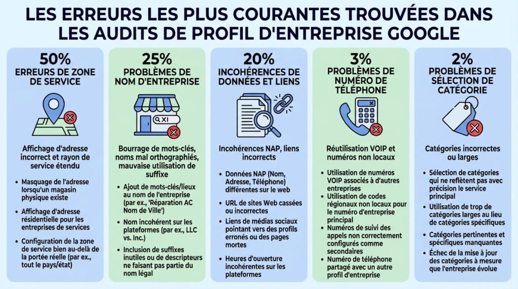 erreurs les plus courantes dans les cas de suspension de fiche d'établissement google